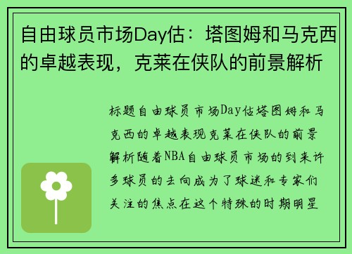 自由球员市场Day估：塔图姆和马克西的卓越表现，克莱在侠队的前景解析