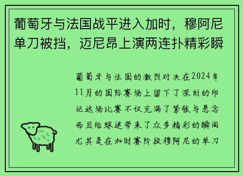 葡萄牙与法国战平进入加时，穆阿尼单刀被挡，迈尼昂上演两连扑精彩瞬间