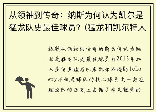 从领袖到传奇：纳斯为何认为凯尔是猛龙队史最佳球员？(猛龙和凯尔特人比赛录像)